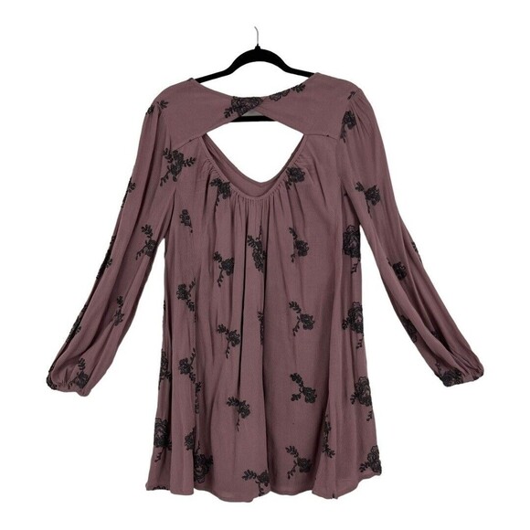 Free People Womens Size Medium Emma Purple Swing Boho Embroidered Dress - Picture 2 of 3